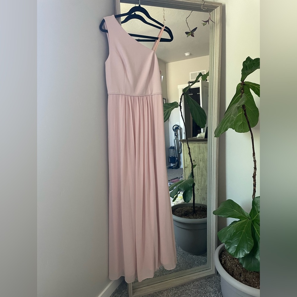 Adrianna Papell Pink Pleated One Shoulder Dress